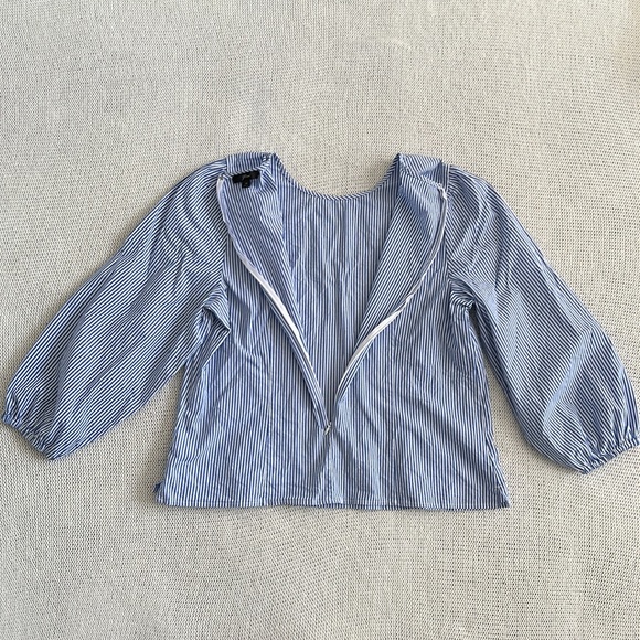 J Crew Blue and White Striped Blouse Size 16 - Picture 6 of 7